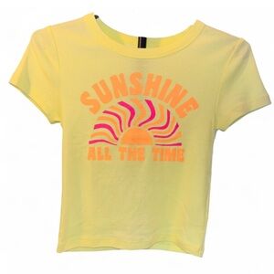 American Eagle “Sunshine All The Time” Yellow Cropped Tee Size S